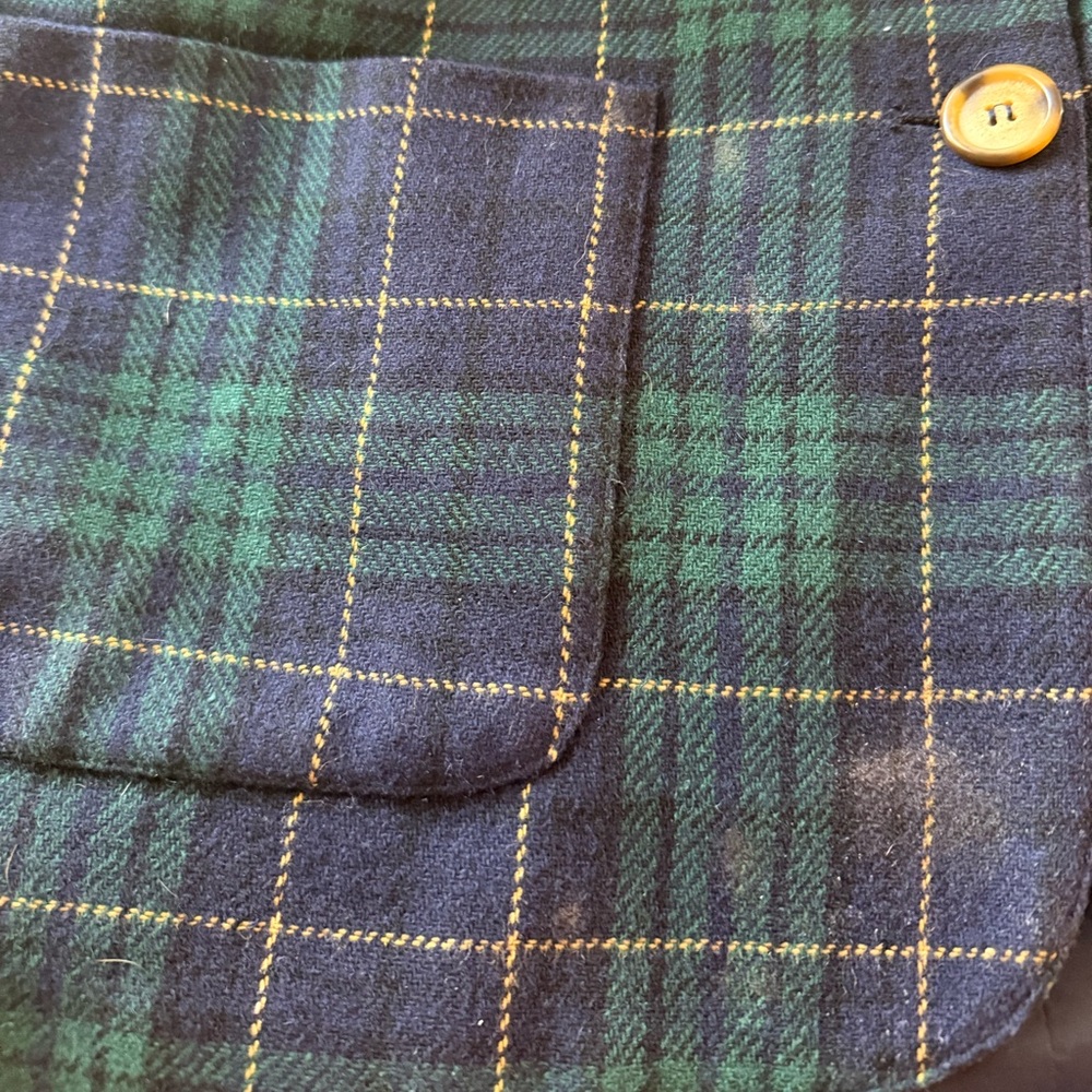 Vintage Jaclyn Smith Classic Green and Blue Plaid Wool Blazer Tartan - Picture 7 of 7